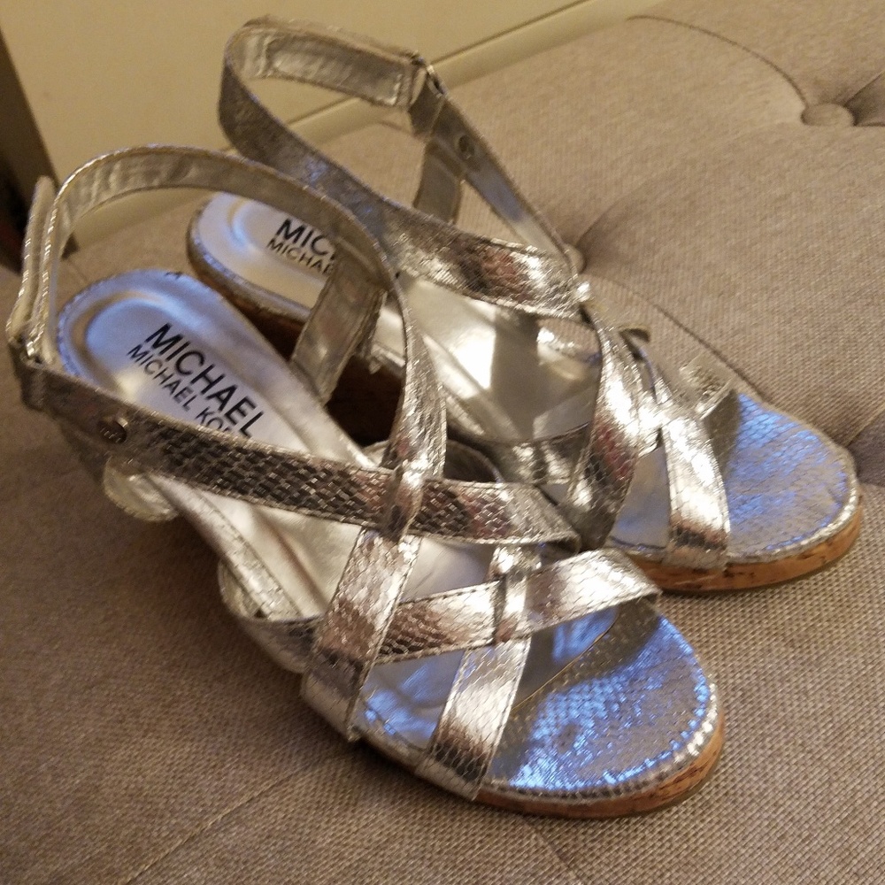 MICHAEL Michael Kors Silver Wedge Sandals